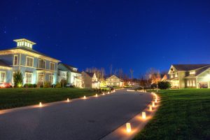 Hallsley Street and Homes at night