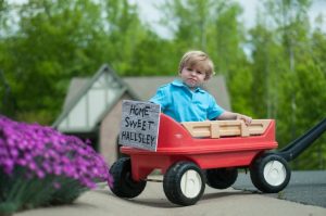 Child in wagon - home sweet hallsley